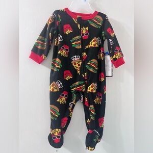 Food Print Newborn Pajama Sleepwear Pjs + Pancakes Size 3/6 Months